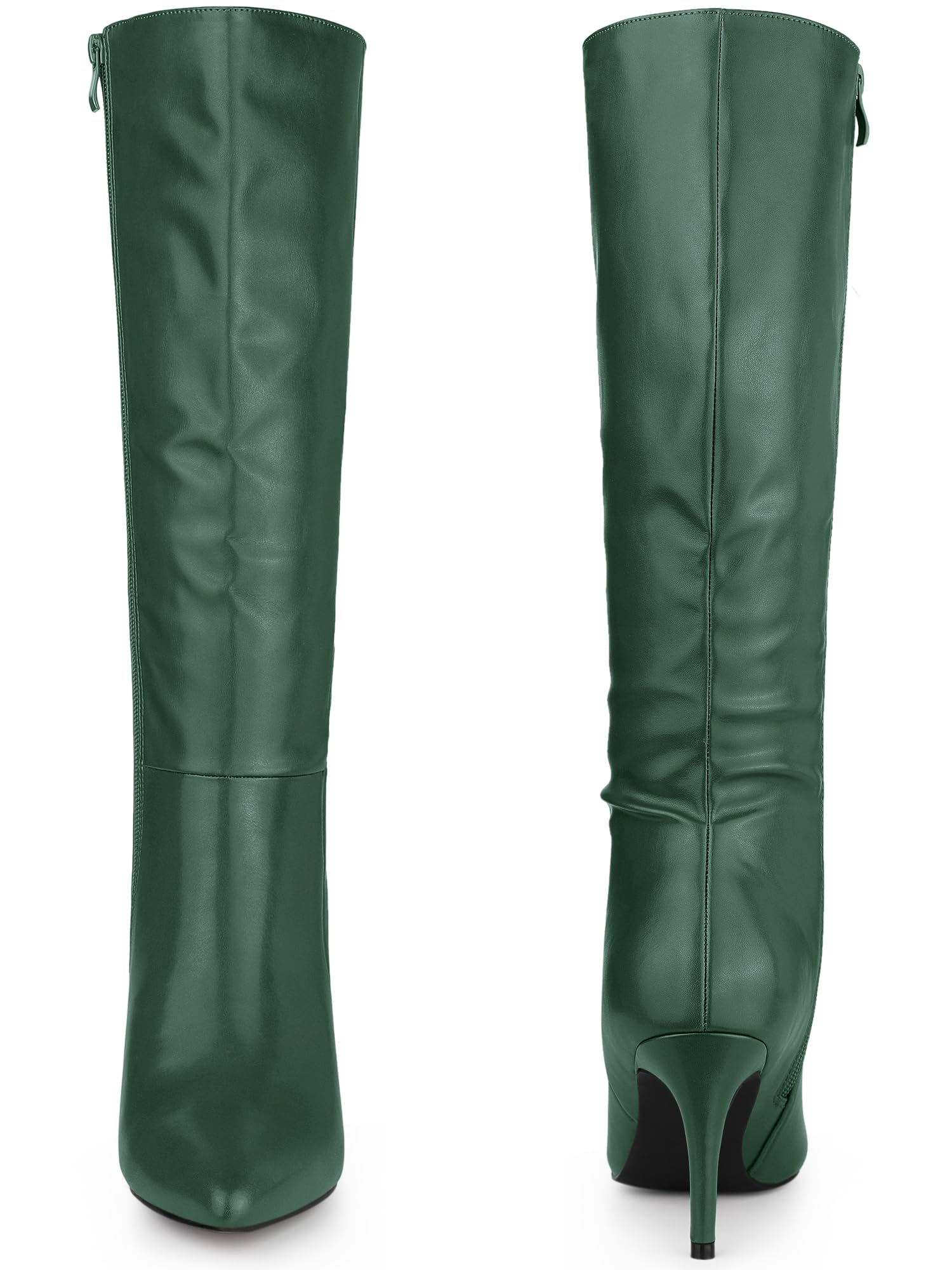 Perphy High Heels Pointed Toe Stiletto Heel Dark Green Knee High Boots for Women 7.5 M US