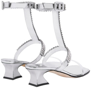 Giuseppe Zanotti, Devine Crystal 45 Sandals, 9, Silver