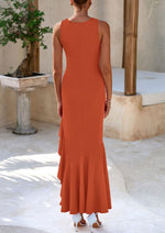 Load image into Gallery viewer, PRETTYGARDEN Wedding Guest Dresses for Women 2026 Summer Formal Gala Maxi Dress Ruffle Mermaid Cocktail Long Dresses(Brick Red,Large)
