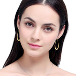 Load image into Gallery viewer, Lightweight Teardrop Hoop Earrings for Women - 14k Gold/White Gold Plated Large Oval Pull Through Hoop Earrings High Polished Statement Jewelry Gift for Women
