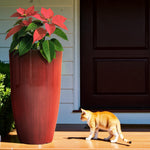 Load image into Gallery viewer, Worth Garden 23.5" H. Large Plastic Planters - Set of 2 Gradient Red Glossy Smooth Finish - Tall Plant Pots for Indoor &amp; Outdoor Use - Decorative Lightweight Flower Pots for Front Porch, Patio, Deck
