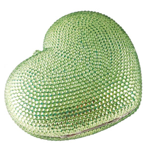 Boutique De FGG Heart Clutch Purses for Women Formal Crystal Evening Bags Rhinestone Clutch Party Minaudiere Handbag,Mini,Mint Green