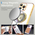 Load image into Gallery viewer, Misscase for iPhone 16 Pro Max Magnetic Glitter Case Compatible with MagSafe,Full Protection Slim Shockproof Anti-Scratch Case with Camera Lens Protector Logo View Dust-Proof Net for Women Gold
