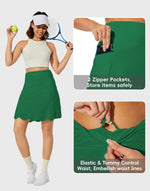 Load image into Gallery viewer, M MOTEEPI Skorts for Women Dressy Casual Knee Length Athletic Skirt Long Tennis Skirts for Women Golf Skort Tennis Apparel Green Skort L
