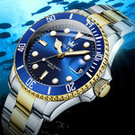 Load image into Gallery viewer, OLEVS Men Watch Gold Blue Watches for Men Waterproof Date Analog Quartz Luxury Casual Fashion Men&#39;s Wrist Watches Pro Diver Two Tone Men‘s Watch Dress Big Face Relojes para Hombres
