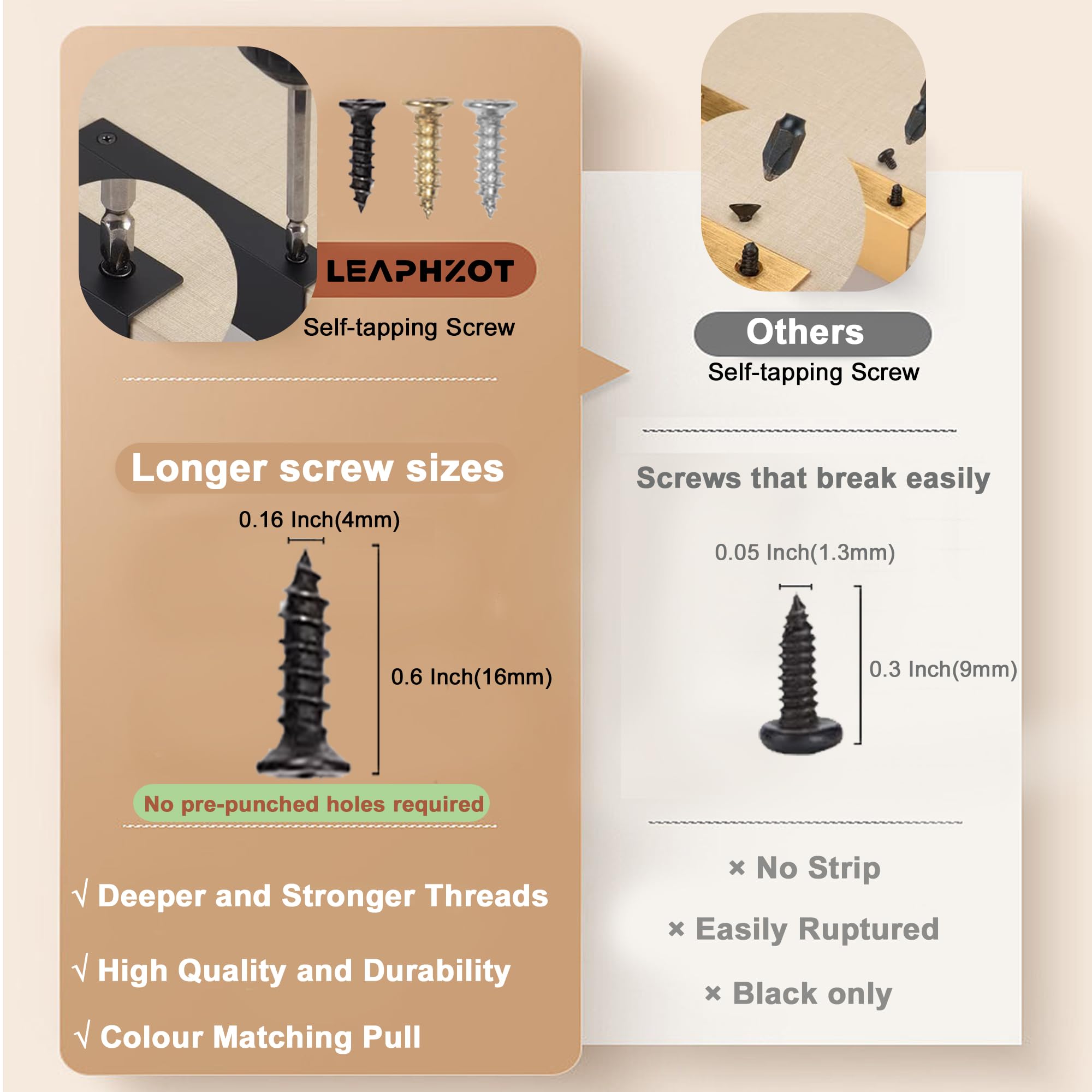 LEAPHZOT 4 Pack 16" (400mm) Overall Length Edge Finger Pull,Brushed Brass Concealed Kitchen Cabinet Handle,Top Mount Flat Cabinet Pulls for Cupboard Door Drawer,6814