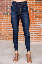 Load image into Gallery viewer, Allimy Womens High Waisted Boyfriend Skinny Stretchy Ripped Jeans for Women Trendy Jeggings Destroyed Denim Pants Capri Leggings Mom Jeans Dark Blue 8
