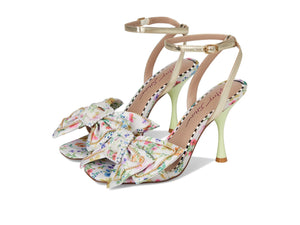 Betsey Johnson Women's Denly Heeled Sandal, Natural Ditsy, 8.5