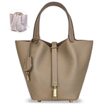 Load image into Gallery viewer, Designer Leather Bucket Bags for Women: Trendy Genuine Leather Tote Purses - Best Luxury Satchel Ladies Top-Handle Handbags for Traver &amp; Work(Grey)
