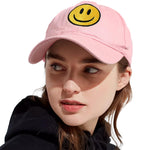 Load image into Gallery viewer, SONMONY Smile Face Baseball Cap for Women Men Cute Baseball Caps Unstructured Cotton Dad Hat Pink
