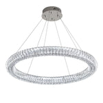 Load image into Gallery viewer, IDEQUY Modern Crystal Chandelier Dimmable LED 47.5&quot; Ring Pendant Light Adjustable Round Chrome Crystal Chandelier Light Fixtures for Dining Room Living Room
