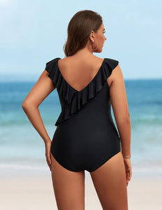 Blooming Jelly Women's Tummy Control Swimsuits Slimming High Cut One Piece Swimsuit(Large,Black)