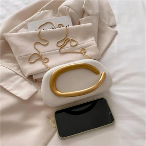 ARTLUXE Acrylic Clutch Purses with Metal Handle Women's Evening Bag for Weddings & Parties, Skin-Touch Coating Handbag, White
