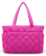 Load image into Gallery viewer, Uselike Tote Bag for Women, Lightweight Puffer Tote Work Bags with Compartments for Travel, Quilted Shoulder Bag with Zipper

