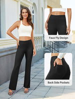 Load image into Gallery viewer, DLOODA Womens Bootcut Dress Pants Business Casual Work Pants with Pockets High Waist Stretchy Trousers Pull On Office Slacks Black
