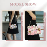 Load image into Gallery viewer, Lanpet Women Clutches Flower Evening Handbag Chain Strap Shoulder Bag Pink

