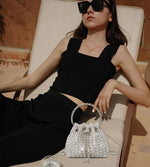Load image into Gallery viewer, Sweetovo Sparkly Diamond Evening Bag Clutch Purses for Women Rhinestone Purse Glitter Handbag for Party Prom Cocktail Wedding (Silver)
