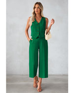 Load image into Gallery viewer, Luvamia Two-Piece Summer Set for Women - Green Medium Fits Size 8 / Size 10 - Perfect for Office, Brunch or Casual Wear
