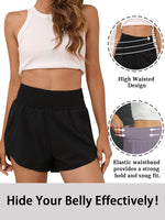 Load image into Gallery viewer, BMJL Women&#39;s Athletic Shorts High Waisted Running Short Pocket Sporty Shorts Gym Elastic Workout Shorts(M,Black)
