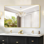 Load image into Gallery viewer, CIVENO 55&quot;x36&quot; Gold Bathroom Mirror, Large Rectangle Mirror, Rectangular Wall Mirror, Rounded Corner Vanity Mirror with Aluminum Metal Frame for Bathroom Bedroom Living Room

