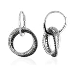 Load image into Gallery viewer, Diamond Double Circle Sterling Silver and Black Rhodium Earrings 1/20ctw
