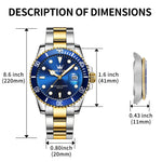 Load image into Gallery viewer, OLEVS Men Watch Gold Blue Watches for Men Waterproof Date Analog Quartz Luxury Casual Fashion Men&#39;s Wrist Watches Pro Diver Two Tone Men‘s Watch Dress Big Face Relojes para Hombres
