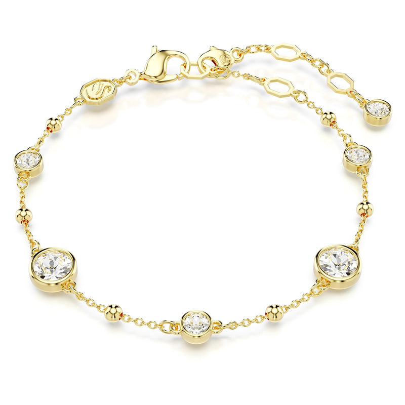 Swarovski Imber Bracelet, Clear Round-Cut Crystals in a Gold-Tone Finished Setting, Part of the Imber Collection