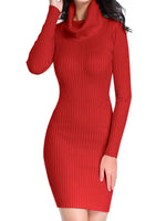 Load image into Gallery viewer, v28 Sweater Dress for Women Ribbed Knit Fitted midi Sexy Fall Winter Bodycon Cowl Neck Dresses (M,Red)
