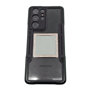 Wireless City Diamond Bling Makeup Mirror for Phone Case - Rose Gold, Stick-On Vanity Mirror with Cubic Zirconia Stones, Universal Fit, Perfect for Selfies and Makeup Touch-Ups