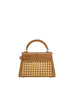 JW PEI Women's Elise Top Handle Bag - Brown Faux Bamboo Woven