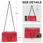 Load image into Gallery viewer, Aiqudou Leather Crossbody Bag Chain Purse for Women - Snake Print Shoulder Bag Luxury Evening Satchel Handbag Ladies Underarm Bag(Red)
