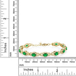 Load image into Gallery viewer, Gem Stone King 18K Yellow Gold Plated Silver Green Simulated Emerald Tennis Bracelet For Women (8.00 Cttw, Oval 6X4MM, 7 Inch With 1 Inch Extender)
