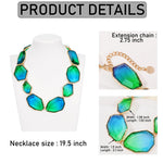 Load image into Gallery viewer, Firstmeet Vintage Resin Rhinestone Necklace Irregularly Shaped Elegant Crystal Collar for Women(XL-1240-Bicolour-Blue)
