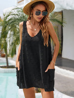 Load image into Gallery viewer, Blooming Jelly Womens Casual Sun Summer Dresses Sleeveless Bathing Suit Cover Up Mini Beach Dress (Medium, Black)
