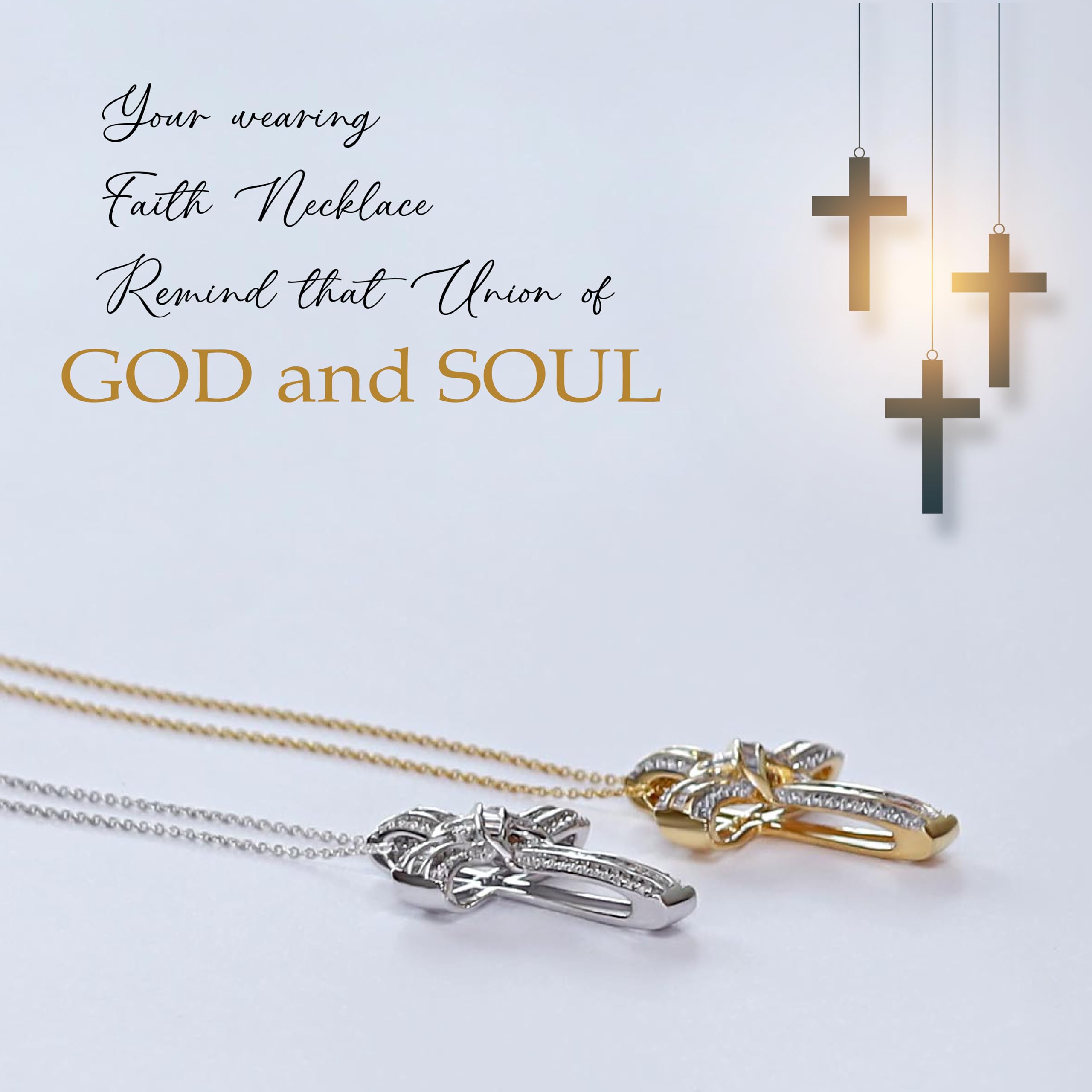 AFFY Infinity Cross Pendant Necklace, 1.00 Carat White Natural Diamond Religious Jewelry Gift For Women & Men in 14k White Gold Over Sterling Silver (1 Ctw)