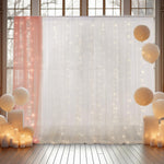Load image into Gallery viewer, 10×8ft White Tulle Curtain Backdrop with Lights String for Parites, Sheer Backdrop Curtain Drapes for Wedding Photo Baby Shower Photography Birthday Party
