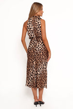Load image into Gallery viewer, Petal &amp; Pup Women&#39;s Anabelle Halter Neck Midi Dress, Leopard

