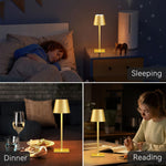 Load image into Gallery viewer, Yogaret 2 Pack Gold Rechargeable Table Lamps,Cordless Lamp with 6000mAh Battery Operated,Wireless Lamp for Restaurant Home Dinner Dining Kitchen Outdoor Patio,Waterproof &amp; Portable
