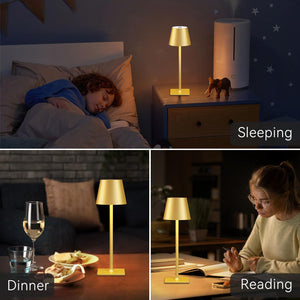 Yogaret 2 Pack Gold Rechargeable Table Lamps,Cordless Lamp with 6000mAh Battery Operated,Wireless Lamp for Restaurant Home Dinner Dining Kitchen Outdoor Patio,Waterproof & Portable