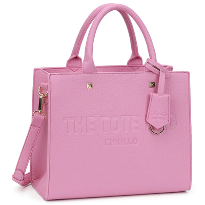 Chinllo Tote Bag for Women, Top Handle Stachel Purse and Handbags with Shoulder Strap (D.Pink-S)