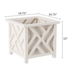 Load image into Gallery viewer, Lattice Design Planter Box - 14.75-Inch-Square Decorative Outdoor Flower or Plant Pot - Front Porch, Patio, and Garden Decor by Pure Garden (White)
