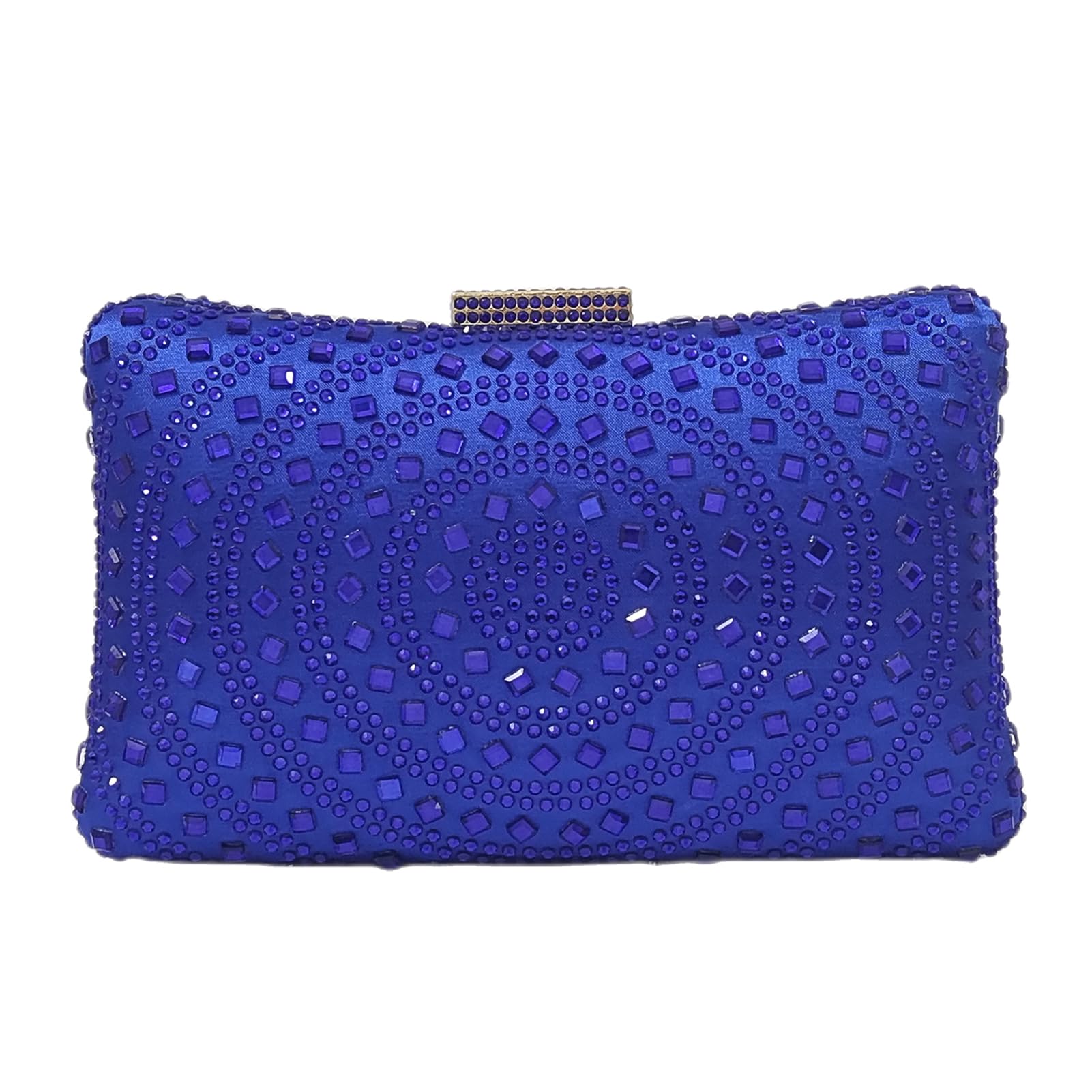 Crystal Box Clutch Rhinestone Handbags For Women Party Purse Wedding Evening Bag(blue)