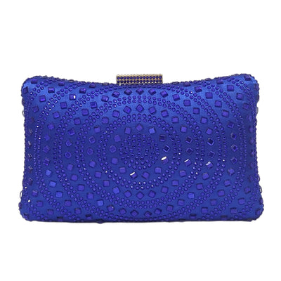 Crystal Box Clutch Rhinestone Handbags For Women Party Purse Wedding Evening Bag(blue)