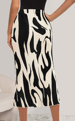 Load image into Gallery viewer, PRETTYGARDEN Womens Skirts Midi Length High Waist Zebra Print A Line Pleated Long Skirt Flowy Summer Stretch Maternity Skirt (Beige, Large)

