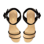 Load image into Gallery viewer, Larroudé, Dolly Sandal In Beige Raffia And Black Trimming, 7, Beige

