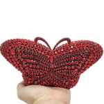 Load image into Gallery viewer, Boutique De FGG Butterfly Crystal Clutch Bags Women Evening Bag Party Rhinestone Handbags Bridal Crystal Clutch Purses,Mini,Red
