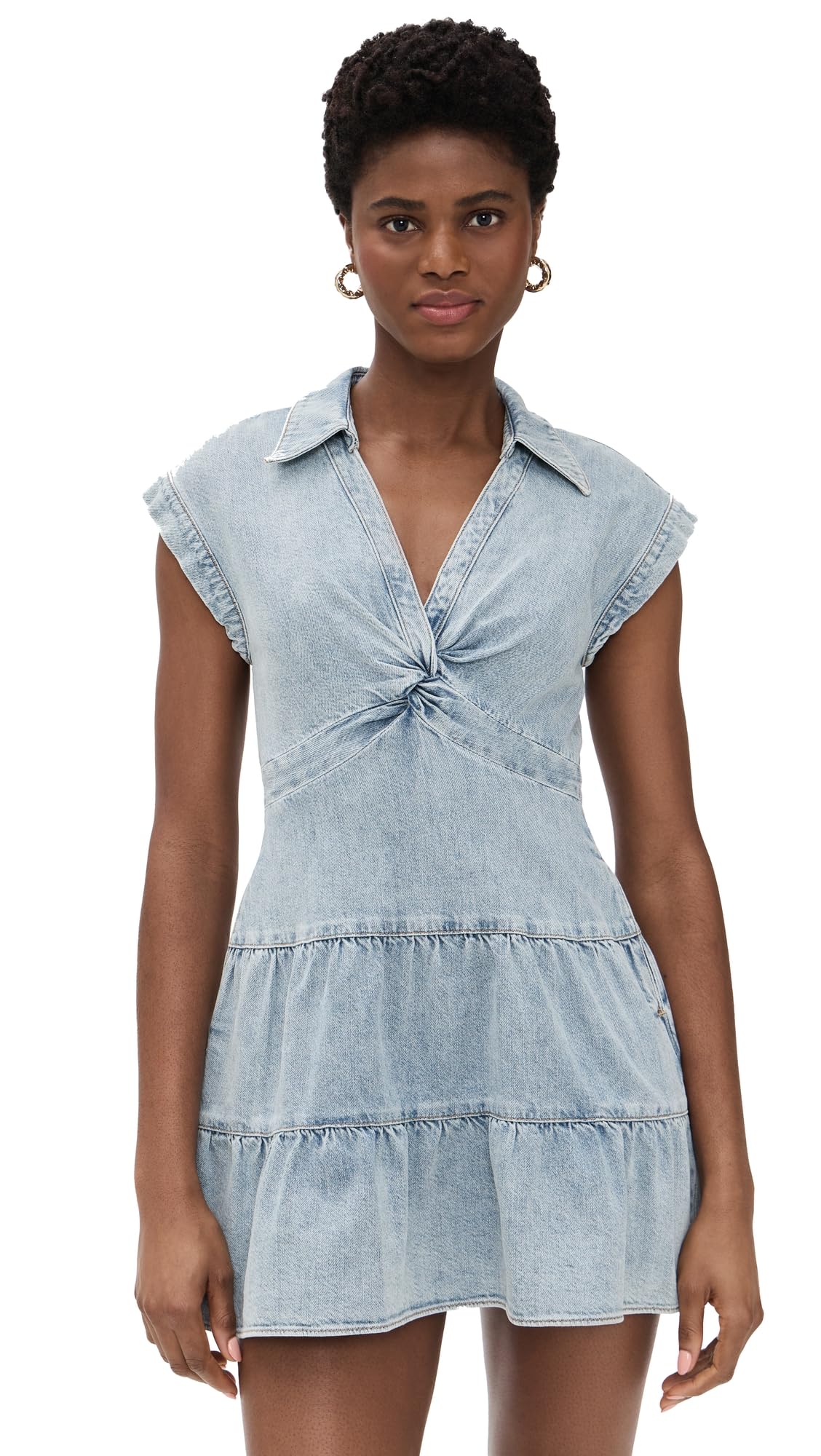 alice + olivia Women's Mila Deep V Twist Front Mini Dress, Rockstar Blue, 4