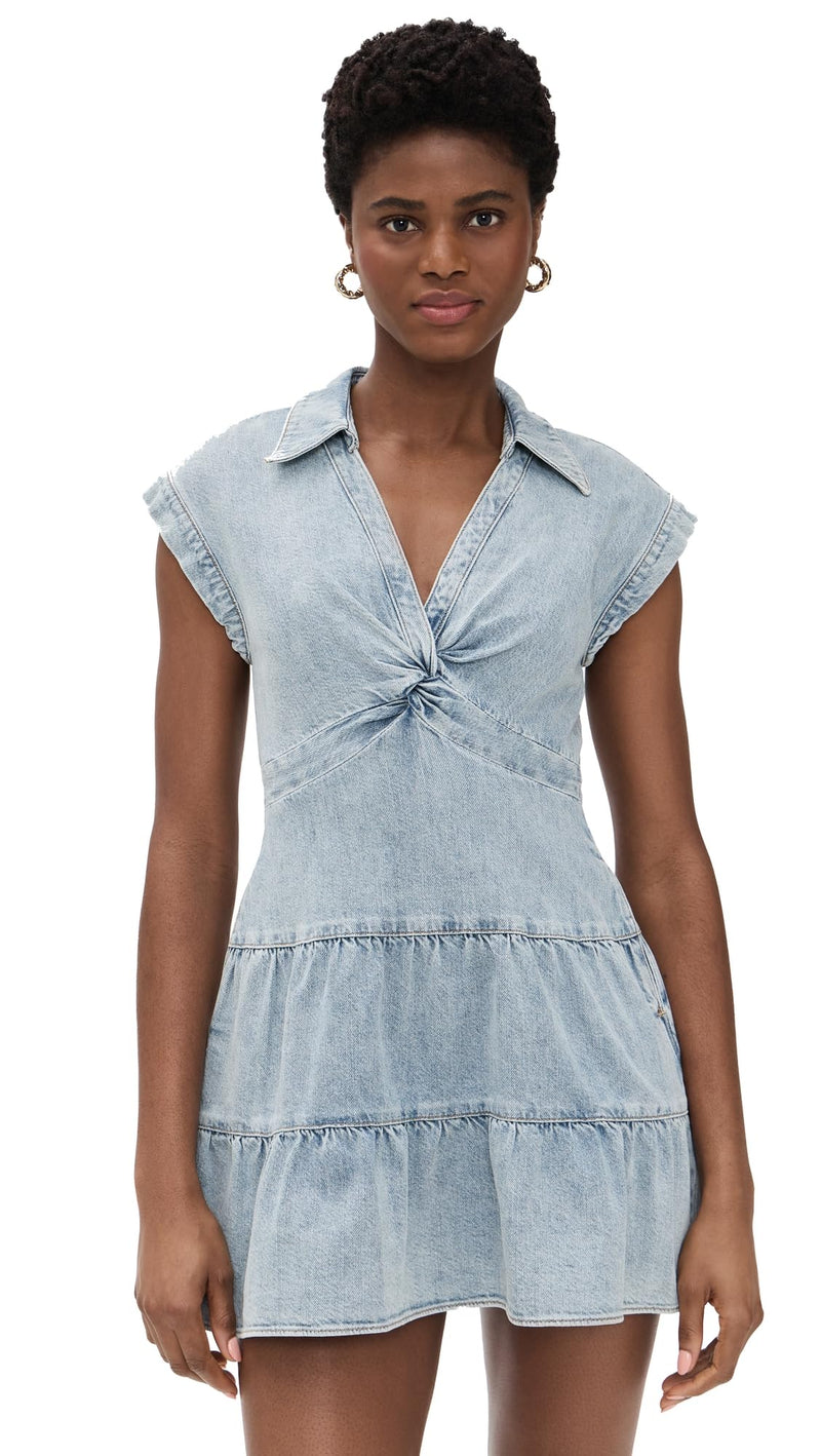 alice + olivia Women's Mila Deep V Twist Front Mini Dress, Rockstar Blue, 4