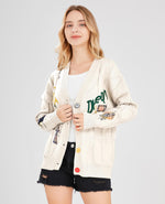 Load image into Gallery viewer, Women&#39;s Cable Knit Long Sleeve Open Front Cardigan Sheep V-Neck Button Down Embroidery Wool Blend Sweater Coat Outwear (S,Beige)
