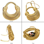 Load image into Gallery viewer, Gold Purse for Women, Woven Knotted Bread Crossbody Clutch Top Handle Creative Noodles Bag Underarm Shoulder Handbag
